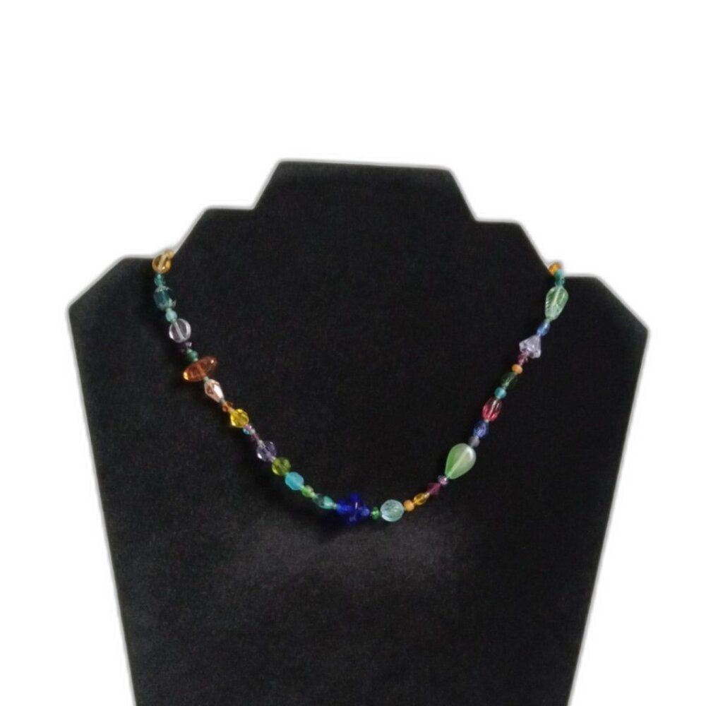 Handmade Colorful Assorted Beads Single Strand Multicolored Maximalist Necklace
